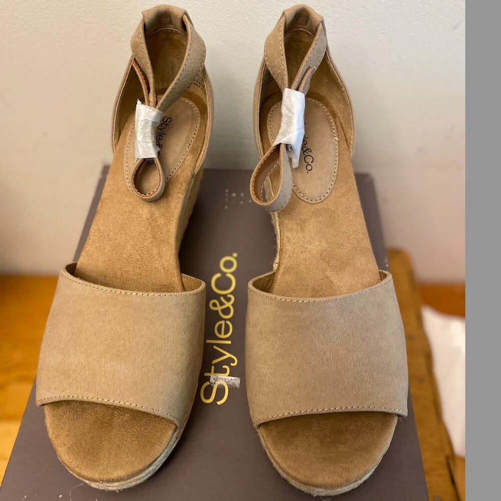 Style & Co Seleeney Women's Wedge Sandal Espadrille - Light Taupe Size 9.5 M